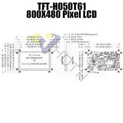 ইন্ডাস্ট্রিয়াল VGA HDMI LCD মডিউল, 600cd/M2 5 ইঞ্চি LCD স্ক্রীন HDMI TFT-050T61SVHDVNSDC