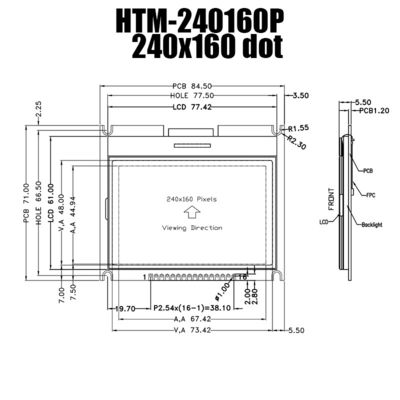 সাদা ব্যাকলাইট ST7529 সহ 240X160 গ্রাফিক LCD মডিউল FSTN পজিটিভ ডিসপ্লে